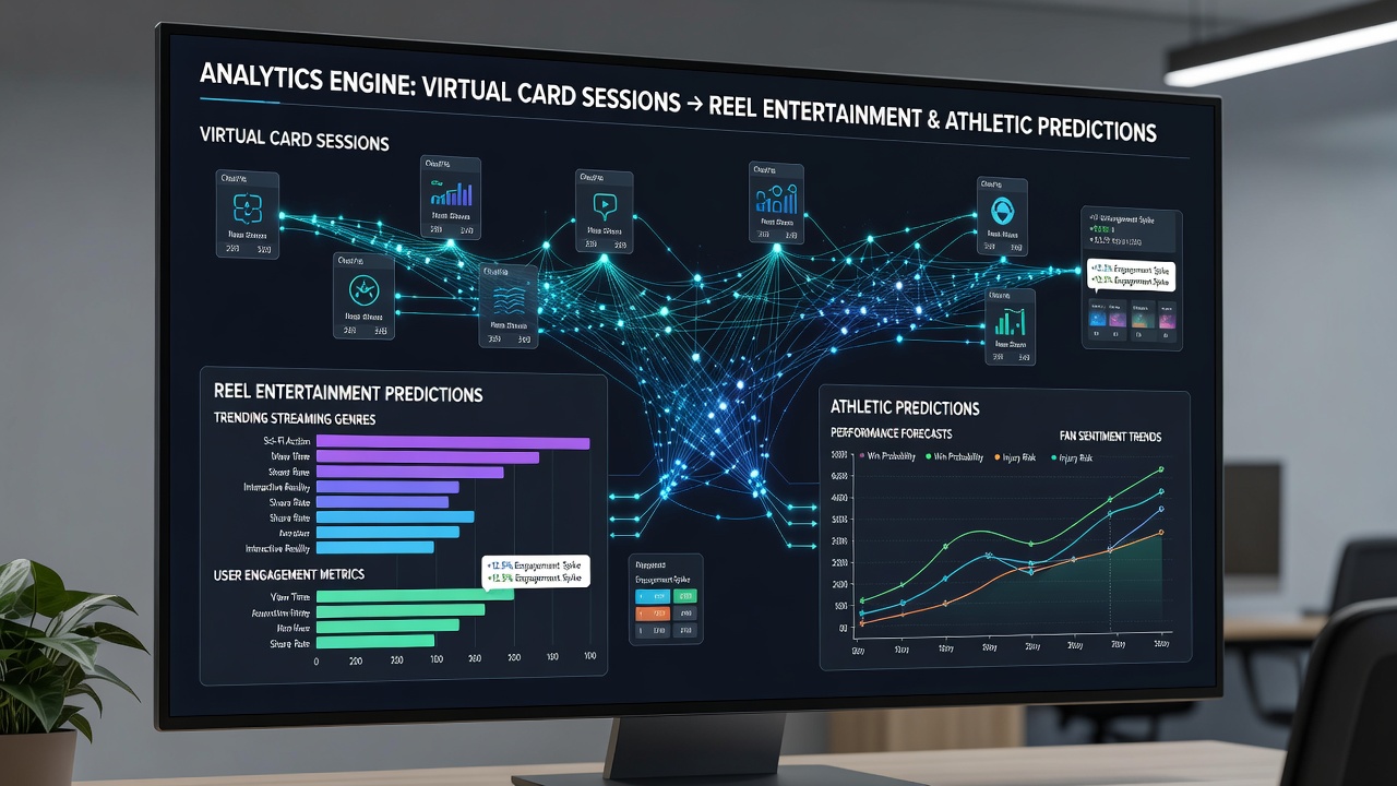 Split view of slot reel interface overlaid with athletic performance graphs derived from virtual card analytics