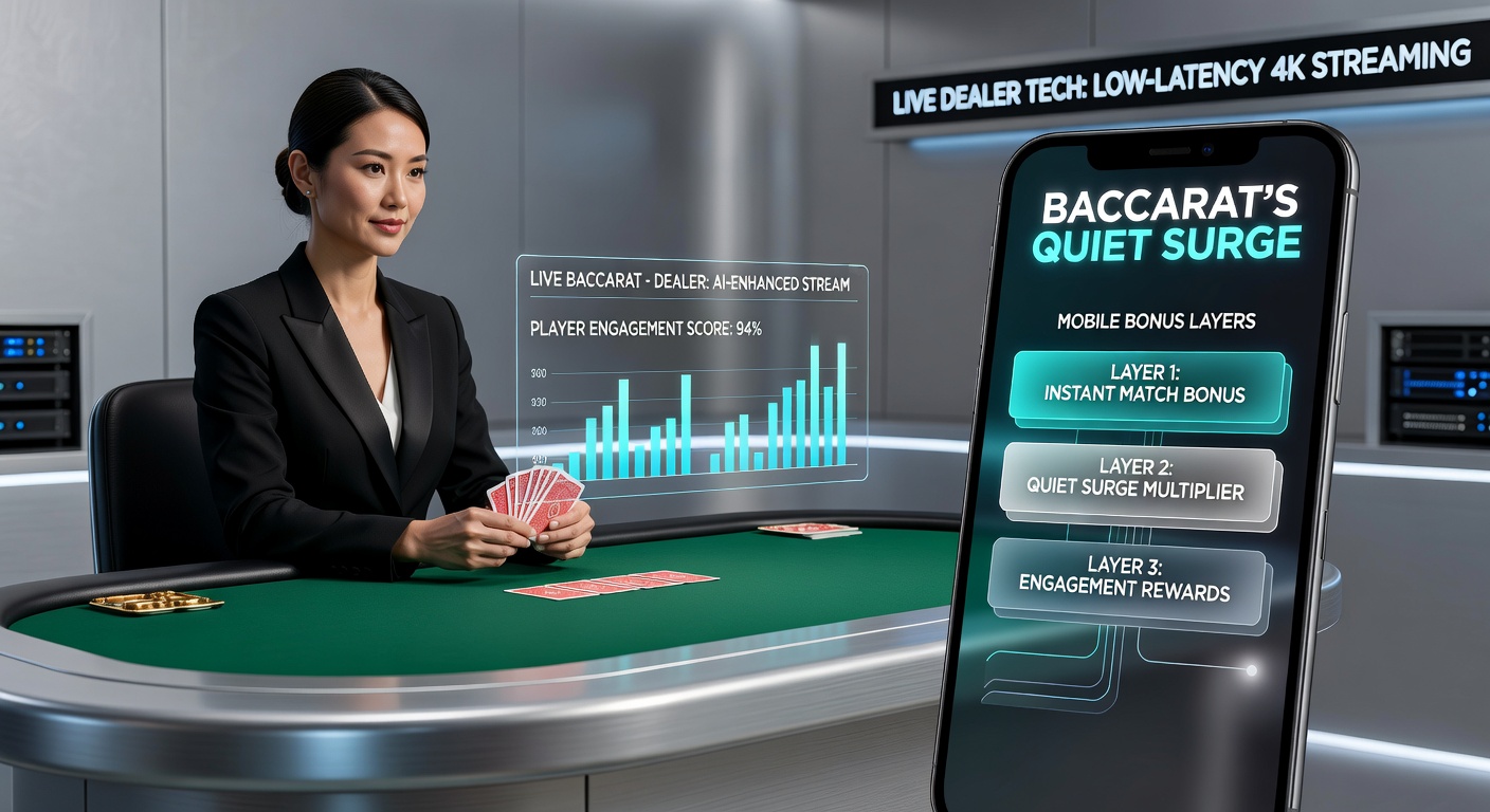 Mobile app interface displaying baccarat live stream with stacked bonus notifications, wager trackers, and reward tiers activating mid-game