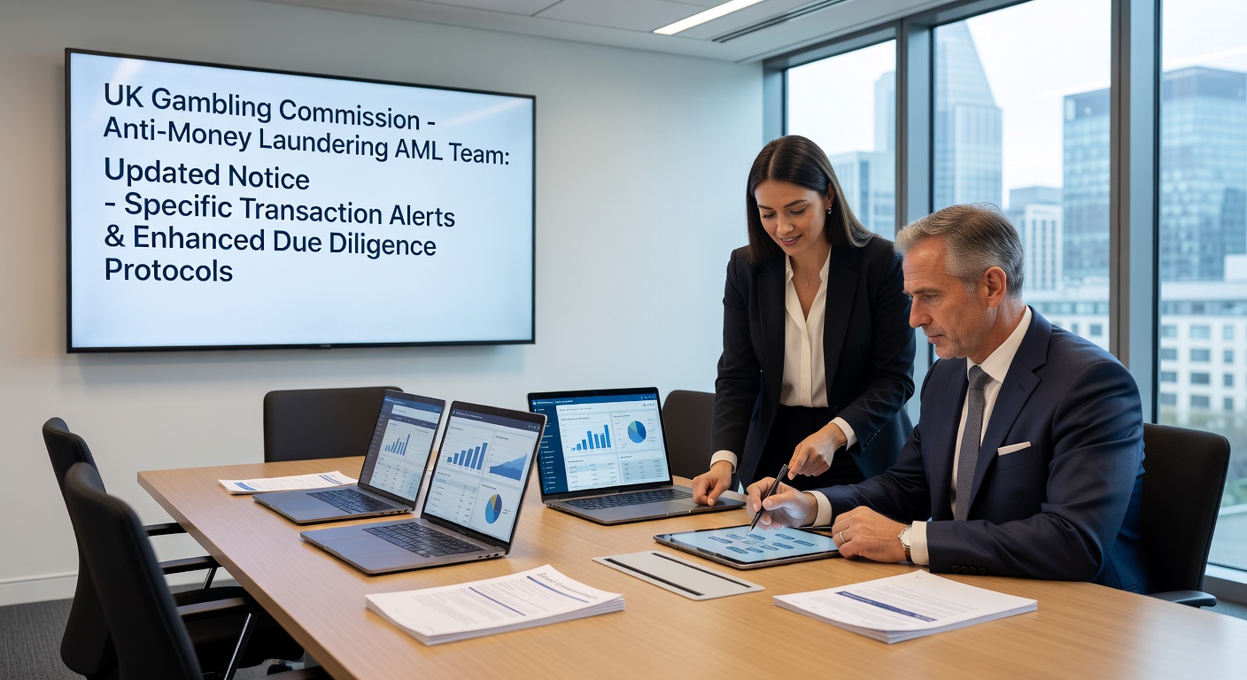 Close-up of a modern compliant gaming machine in a bustling UK land-based casino, displaying updated safety features and regulatory badges