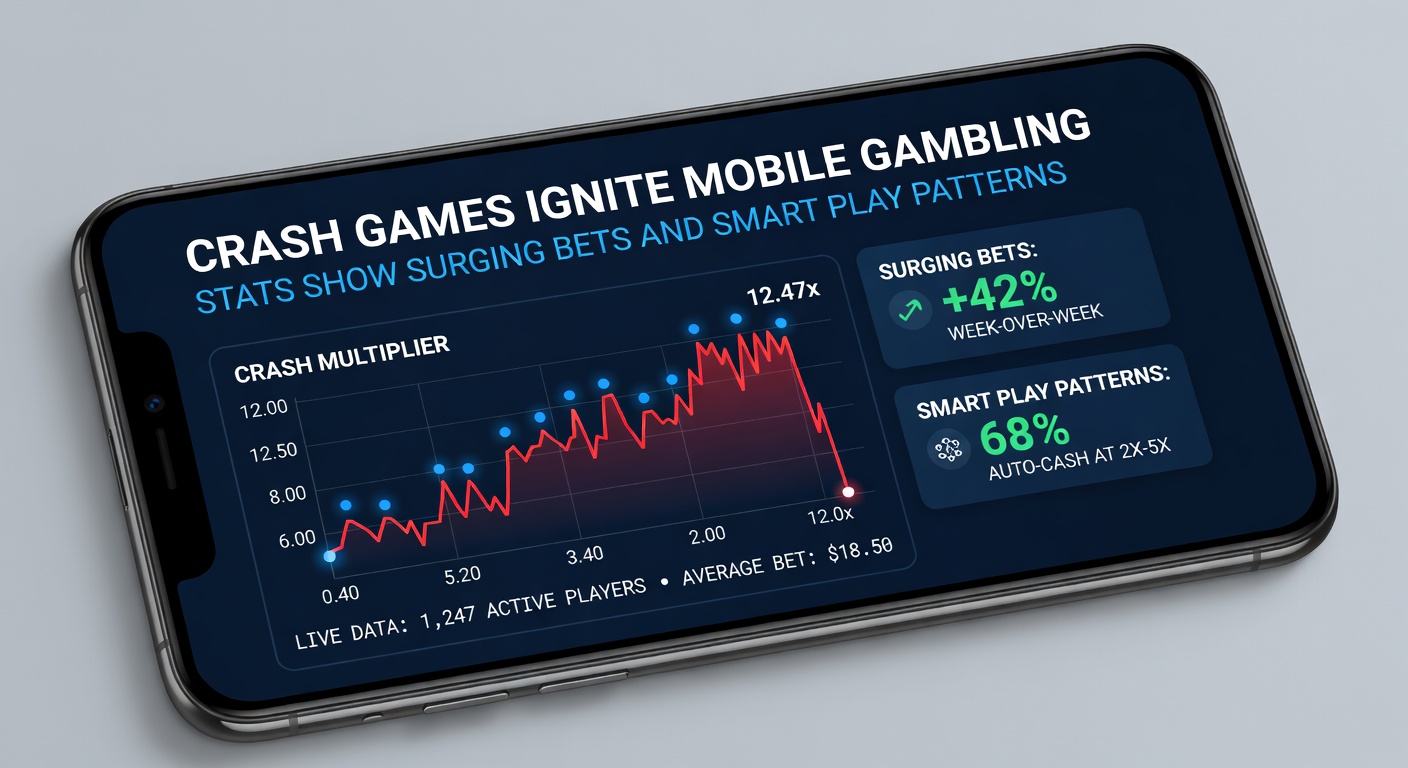 Graph depicting upward-trending lines for mobile crash game bets, user sessions, and average multipliers cashed out from 2024 to March 2026