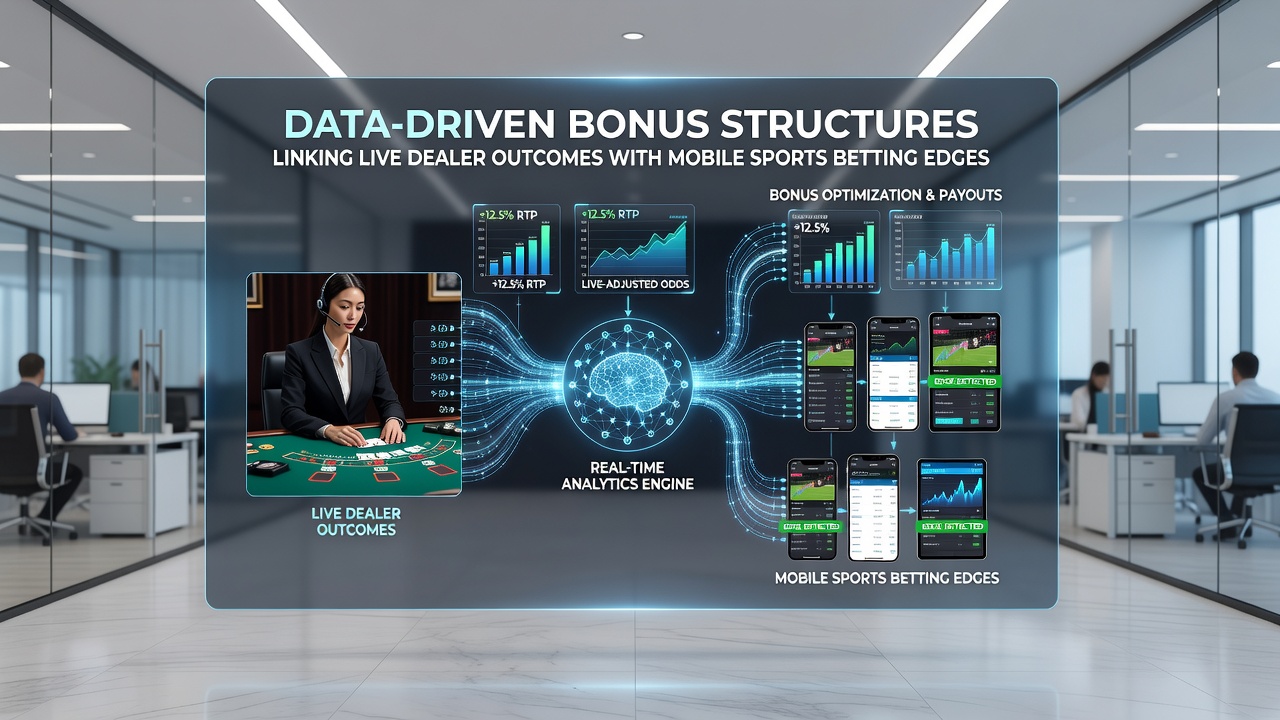 Mobile interface displaying linked bonus offers from live dealer results applied to sports betting markets