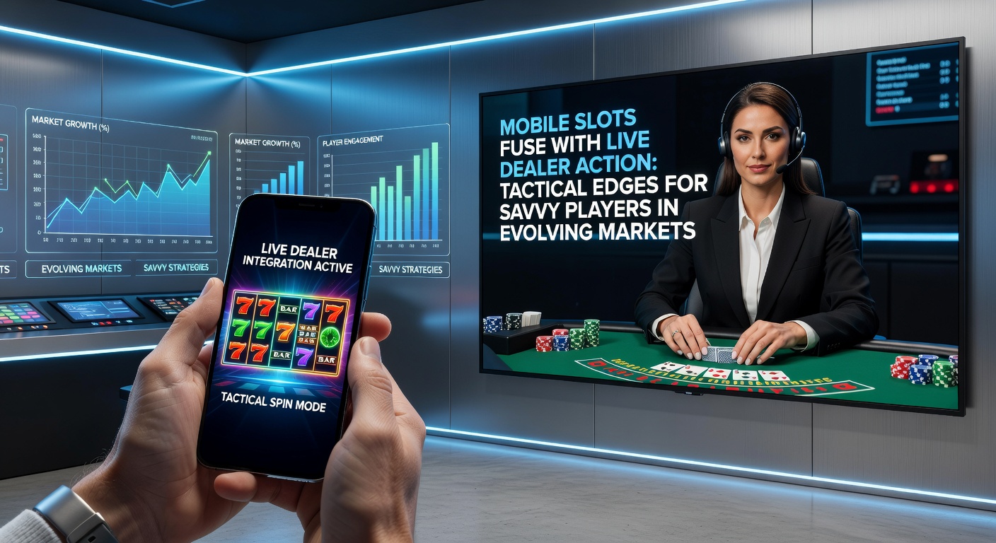 Dynamic interface showing a mobile slot game integrated with a live dealer streaming from a studio, featuring spinning reels and real-time chat
