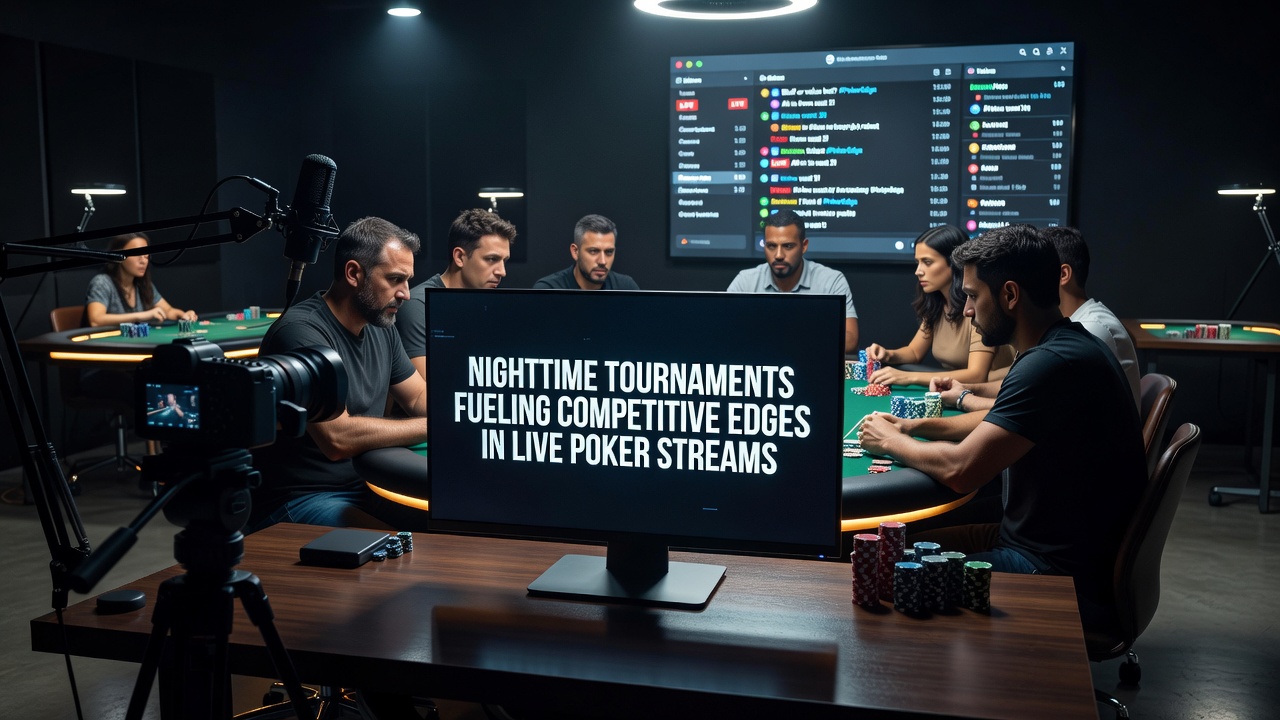 Live poker stream overlay showing real-time tournament statistics and player counts
