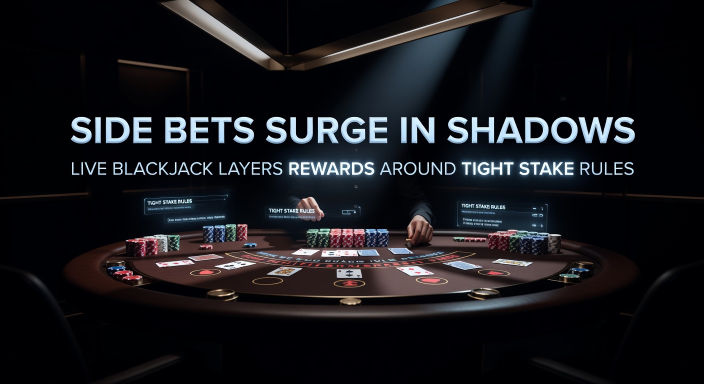 Live dealer blackjack table with side bet options highlighted on screen, showing players engaging with additional wagering layers