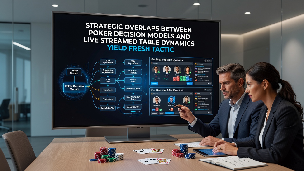 Split screen view of poker hand ranges overlaid with live dealer table statistics and player chat activity