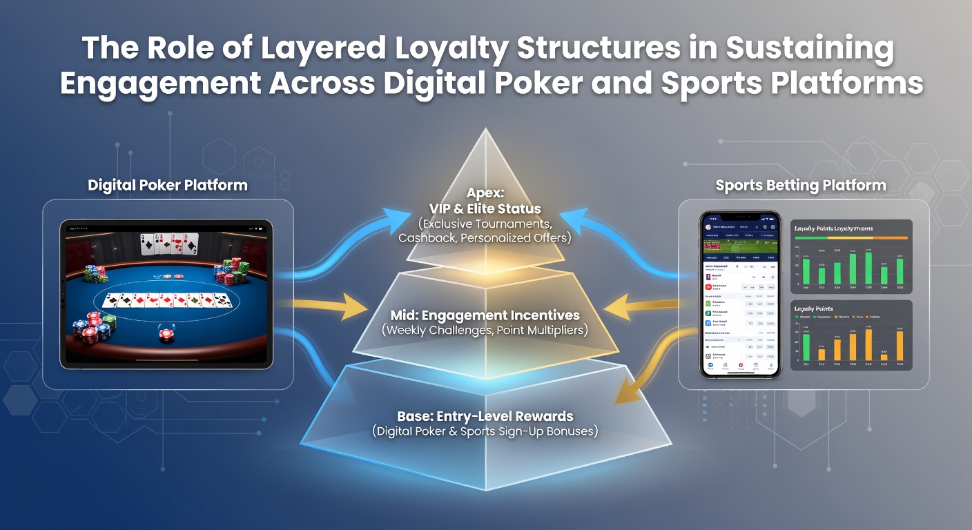 Digital poker table with layered loyalty reward icons floating above player avatars on a mobile screen