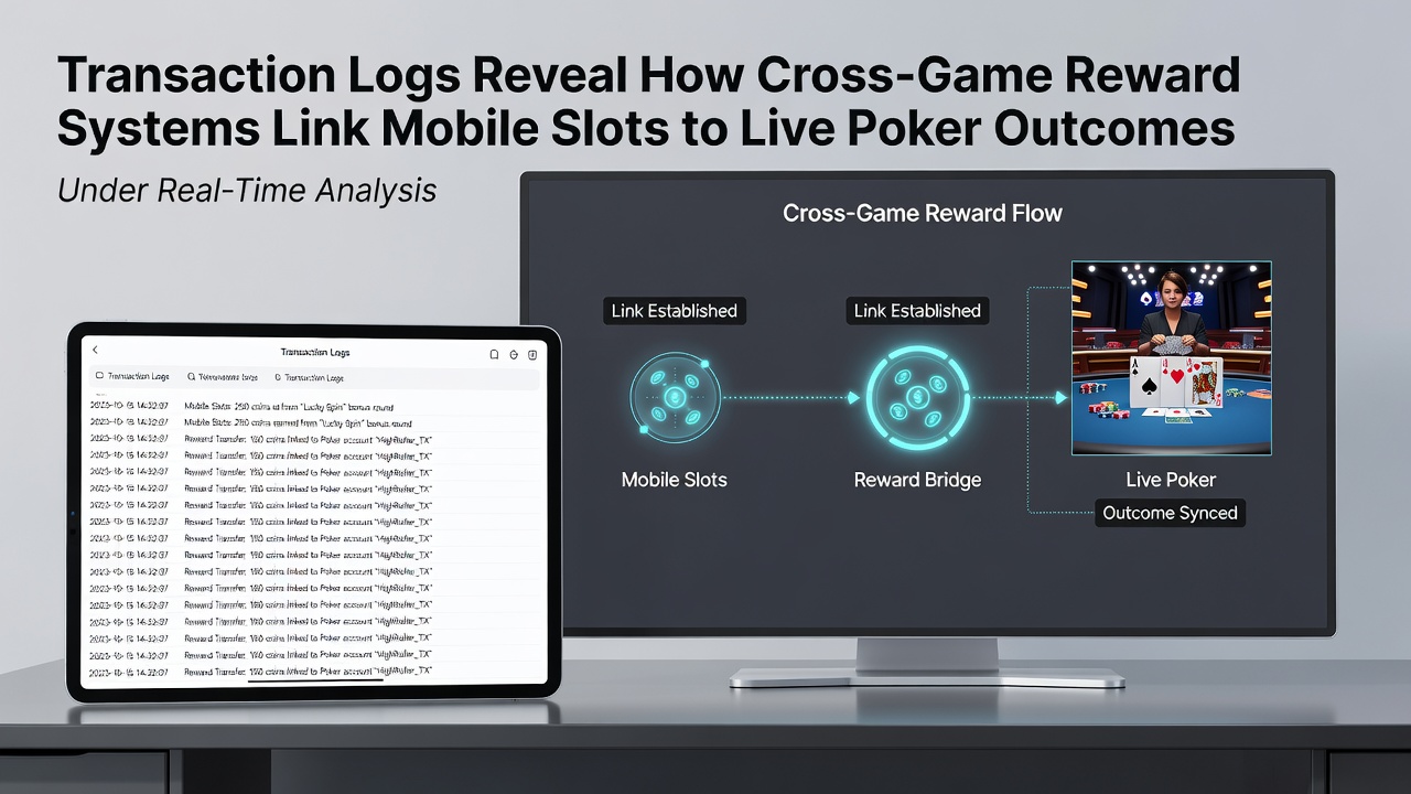 Detailed transaction flow diagram illustrating reward transfers from slots to poker under UK rules