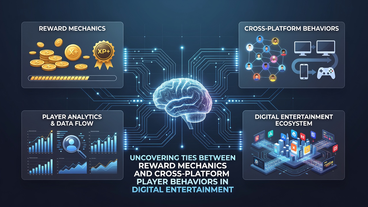 Graph depicting player migration flows between mobile, console, and PC platforms driven by reward synchronization